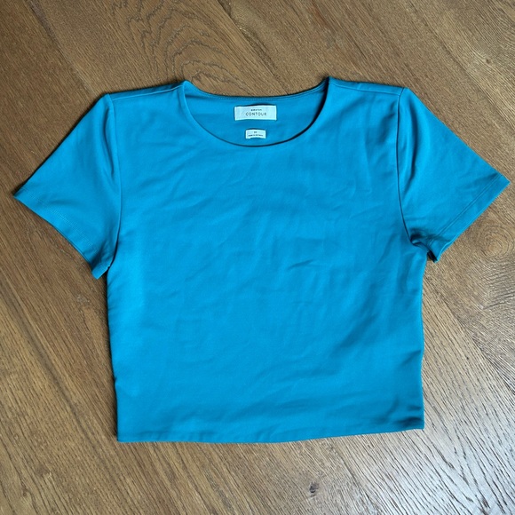 NWOT Babaton Contour Crew Cropped T-Shirt - Teal - Picture 3 of 7